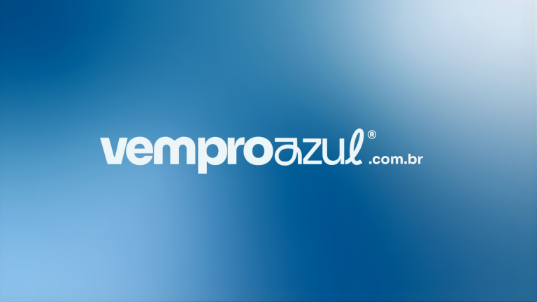 Logo do VemproAzul sobre um fundo em tons de azul, com o nome “vemproazul.com.br” em destaque no centro da imagem.