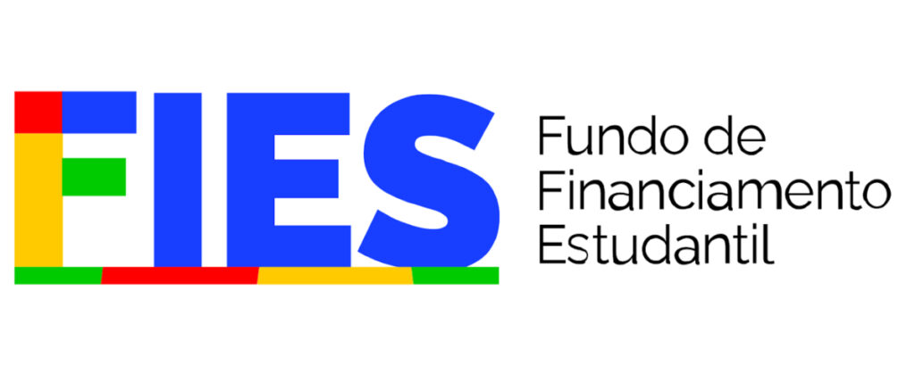 Logotipo do FIES – Fundo de Financiamento Estudantil, programa do governo federal que oferece crédito para estudantes cursarem o ensino superior.